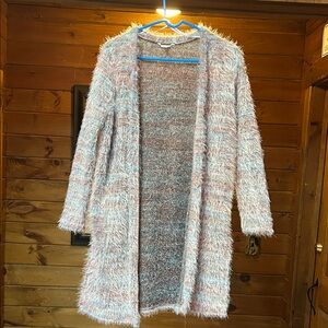 Candie's Soft Fuzzy Pink and Blue Cardigan